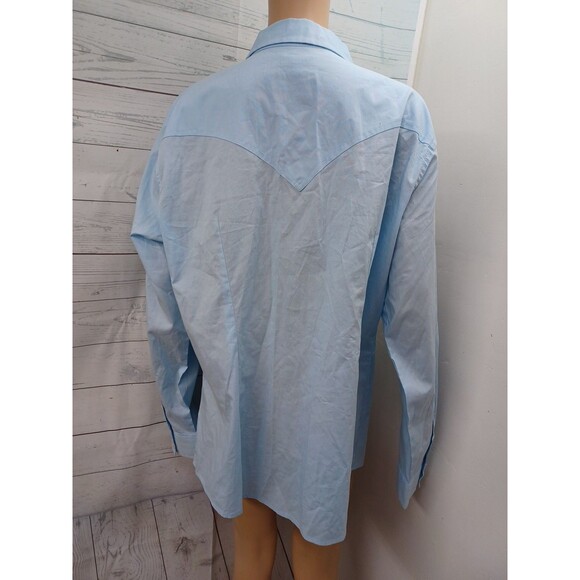 Wrangler Retro Womens Long Sleeve Shirt Western Blue Plus Sz XXL - Picture 3 of 7